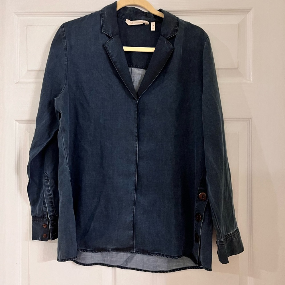 Soft Surroundings Savvy Tencel Chambray Top‎ art to wear Medium Tunic button